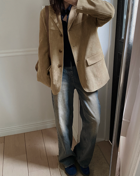 [SLOWAND] Caramel Vintage Suede Jacket