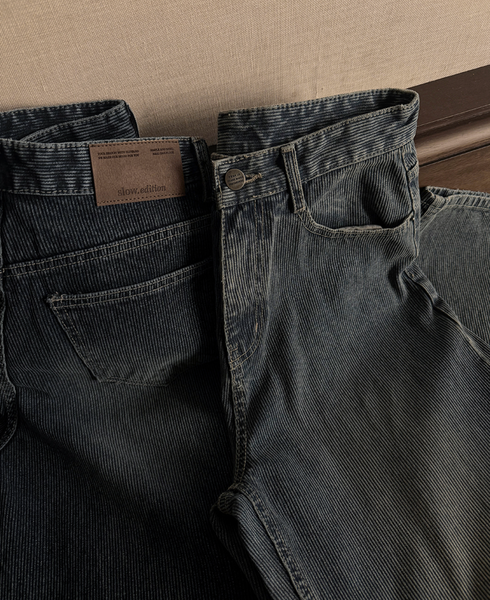 [SLOWAND] # SLOWMADE Corduroy Washed-Wide Denim Pants