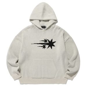 [NICEGHOSTCLUB] 3STARS LOGO KNIT HOODIE IVORY