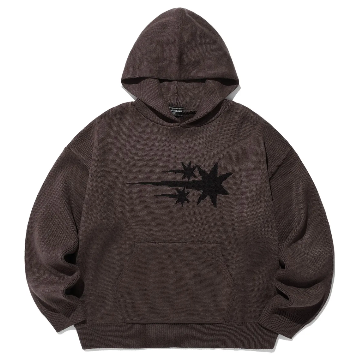 [NICEGHOSTCLUB] 3STARS LOGO KNIT HOODIE BROWN