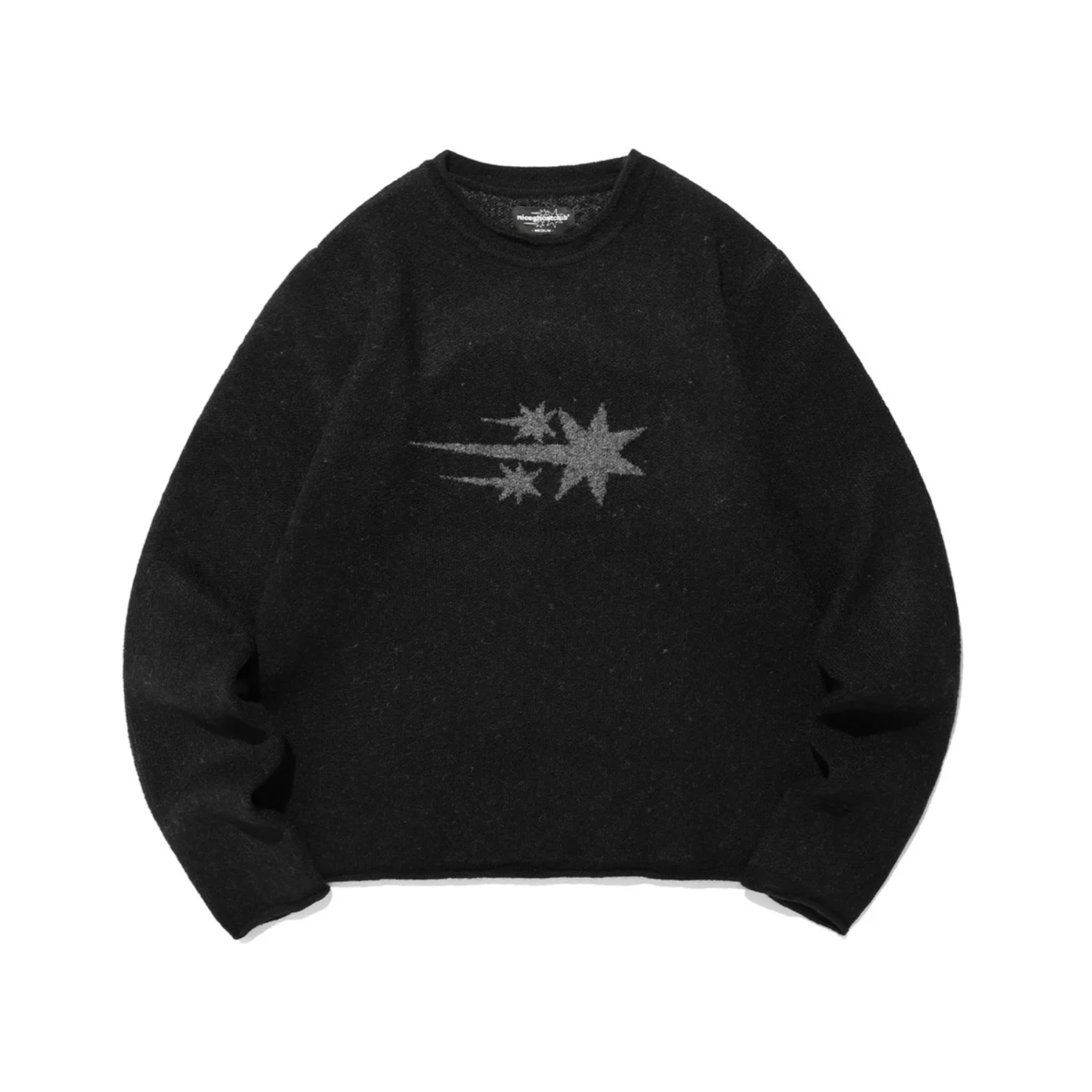 [NICEGHOSTCLUB] 3STAR L/S KNIT TEE BLACK