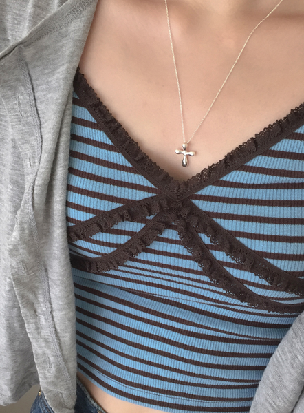 [moat] Balloon Cross Necklace (silver925)