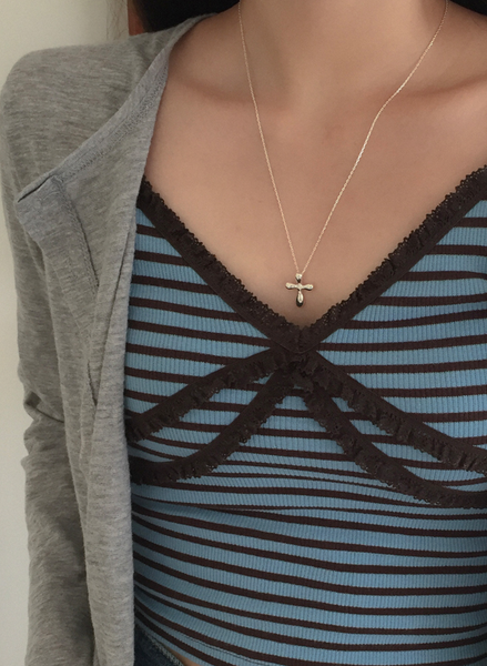 [moat] Balloon Cross Necklace (silver925)