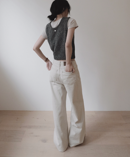 [SLOWAND] # SLOWMADE Salt Gray More Wide Denim Pants