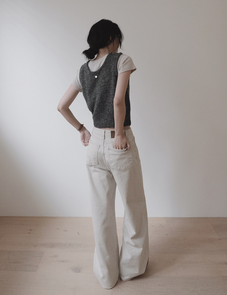 [SLOWAND] # SLOWMADE Salt Gray More Wide Denim Pants