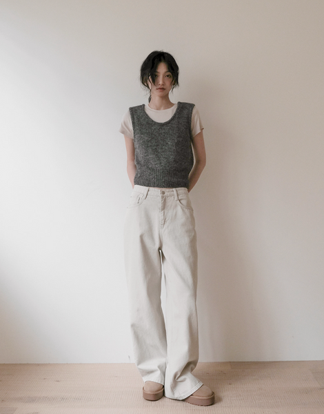 [SLOWAND] # SLOWMADE Salt Gray More Wide Denim Pants