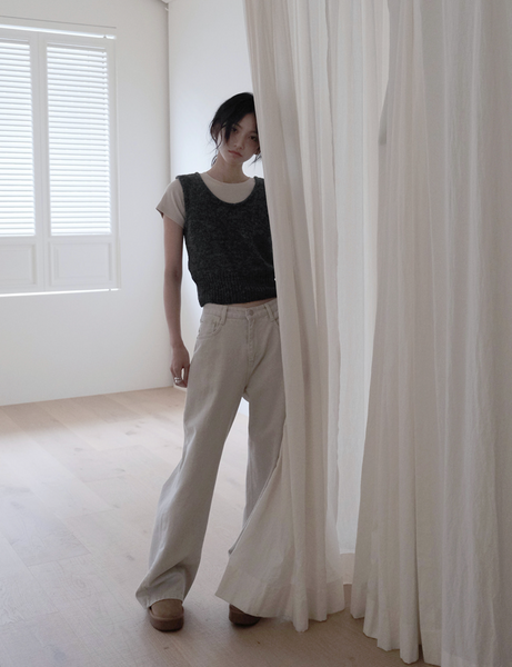 [SLOWAND] # SLOWMADE Salt Gray More Wide Denim Pants