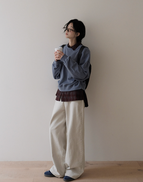 [SLOWAND] # SLOWMADE Salt Gray More Wide Denim Pants