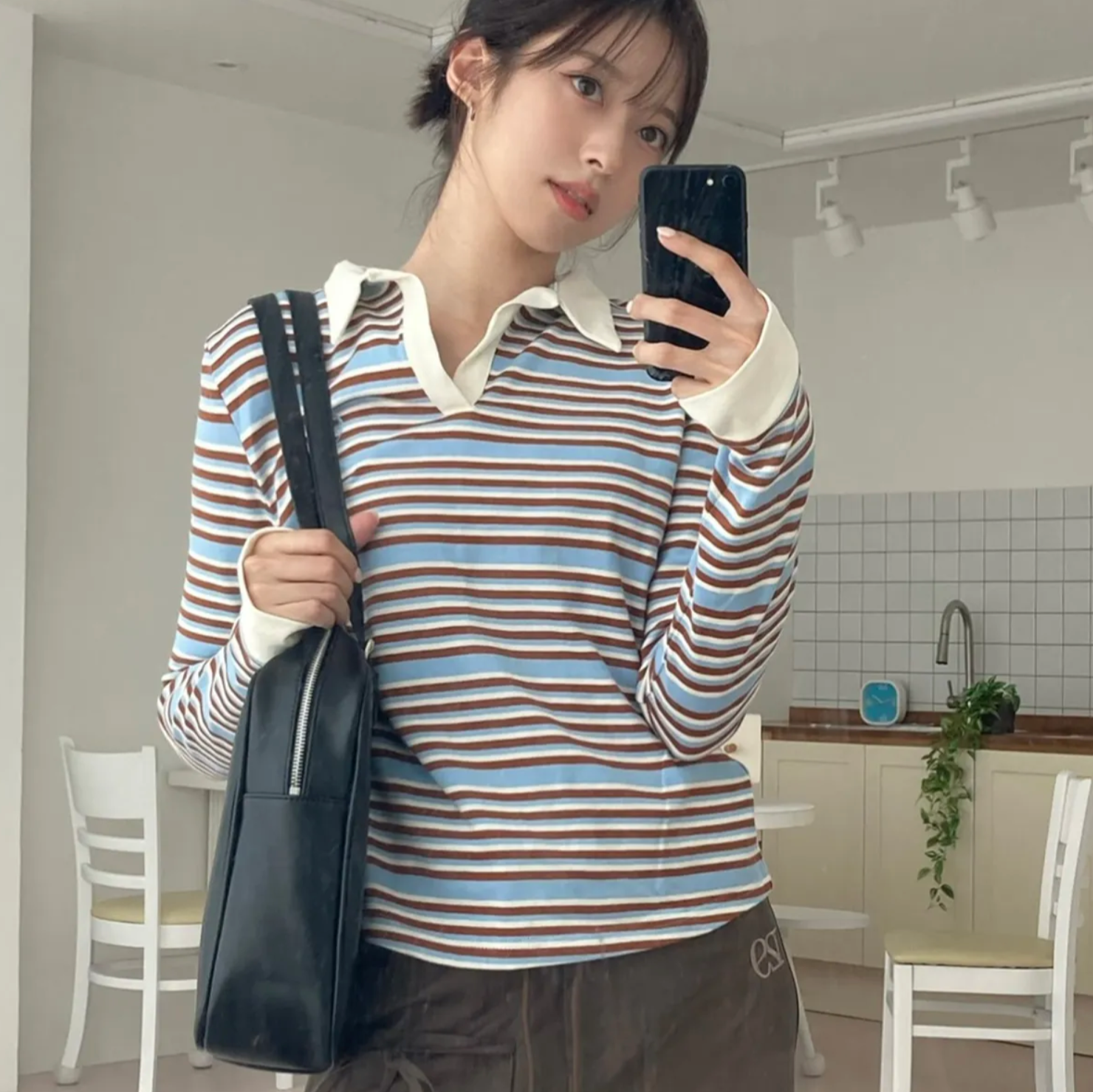 [ILLIGO] Henley Neck Striped Tee (3colours)