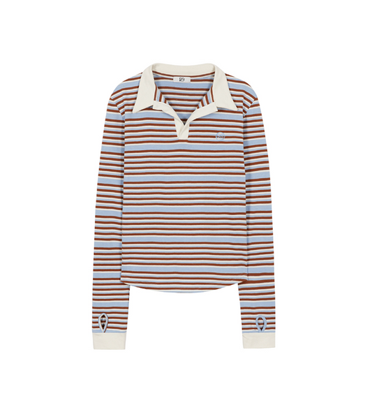 [ILLIGO] Henley Neck Striped Tee (3colours)