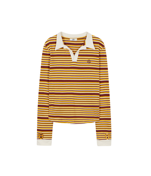 [ILLIGO] Henley Neck Striped Tee (3colours)