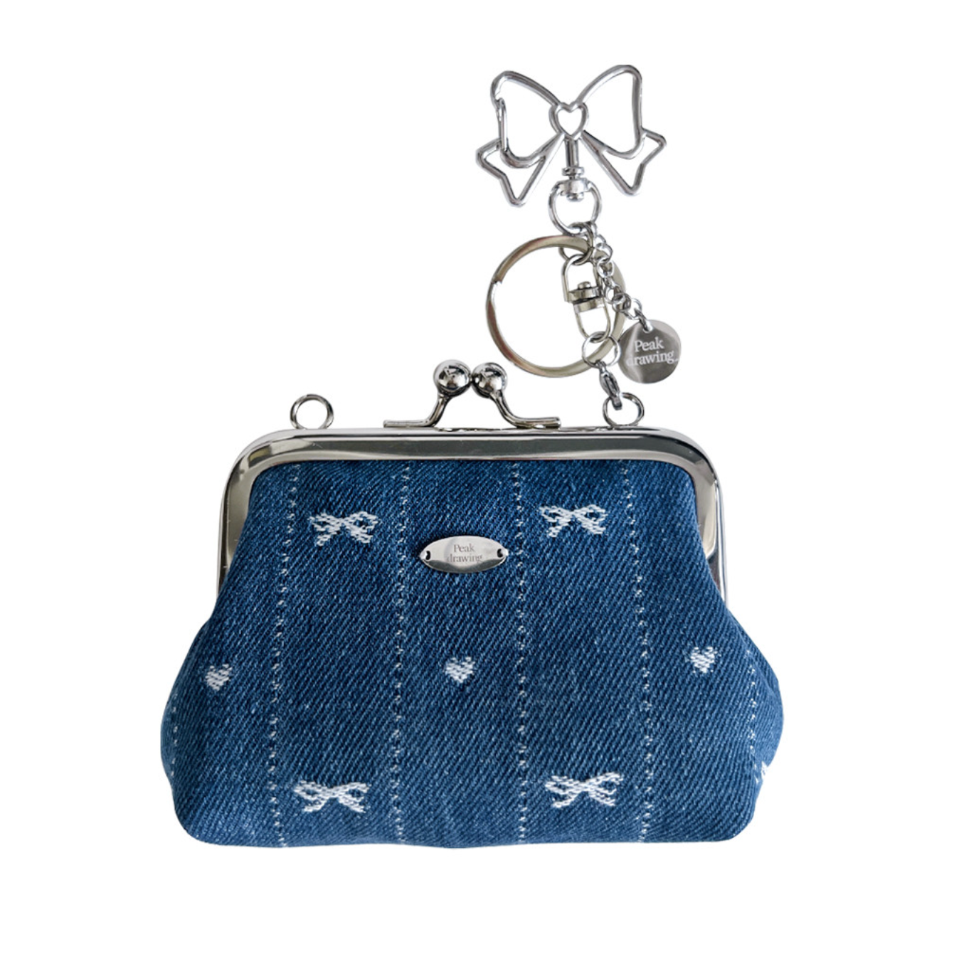 [Peakdrawing] Mini Ribbon Denim Frame Pouch