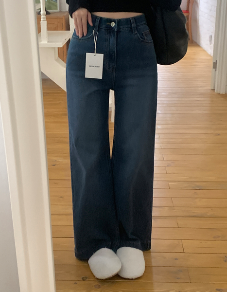 [GIRLS RECIPE] Magic Span Semi Wide Deep Denim Pants