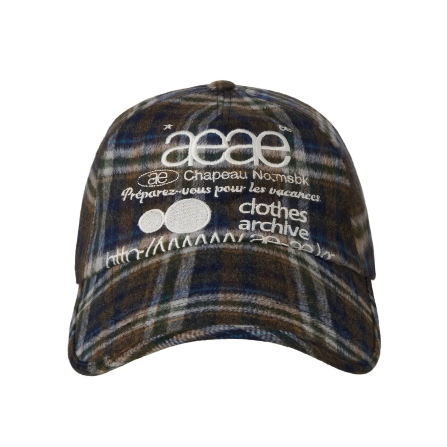 [aeae] WEB LOGO WOOL CHECK CAP [NAVY]