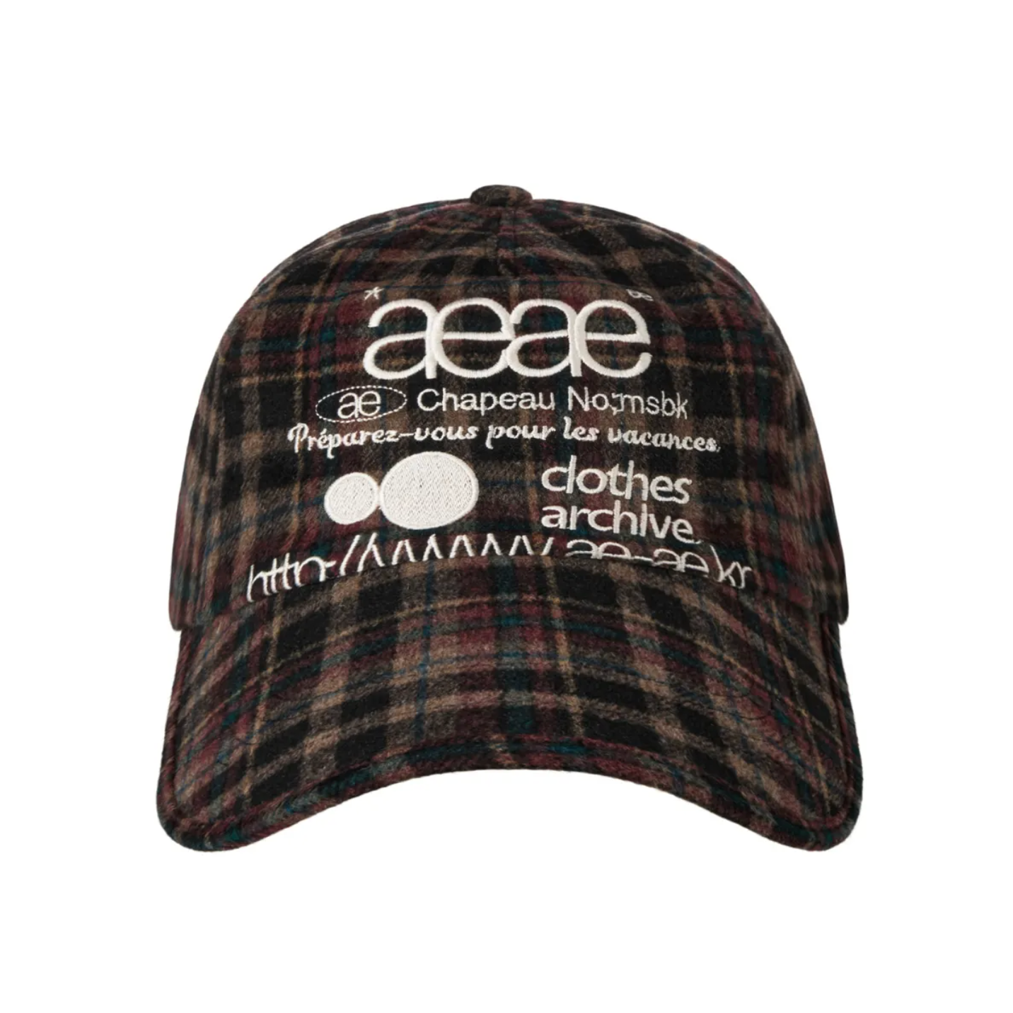 [aeae] WEB LOGO WOOL CHECK CAP [BROWN]