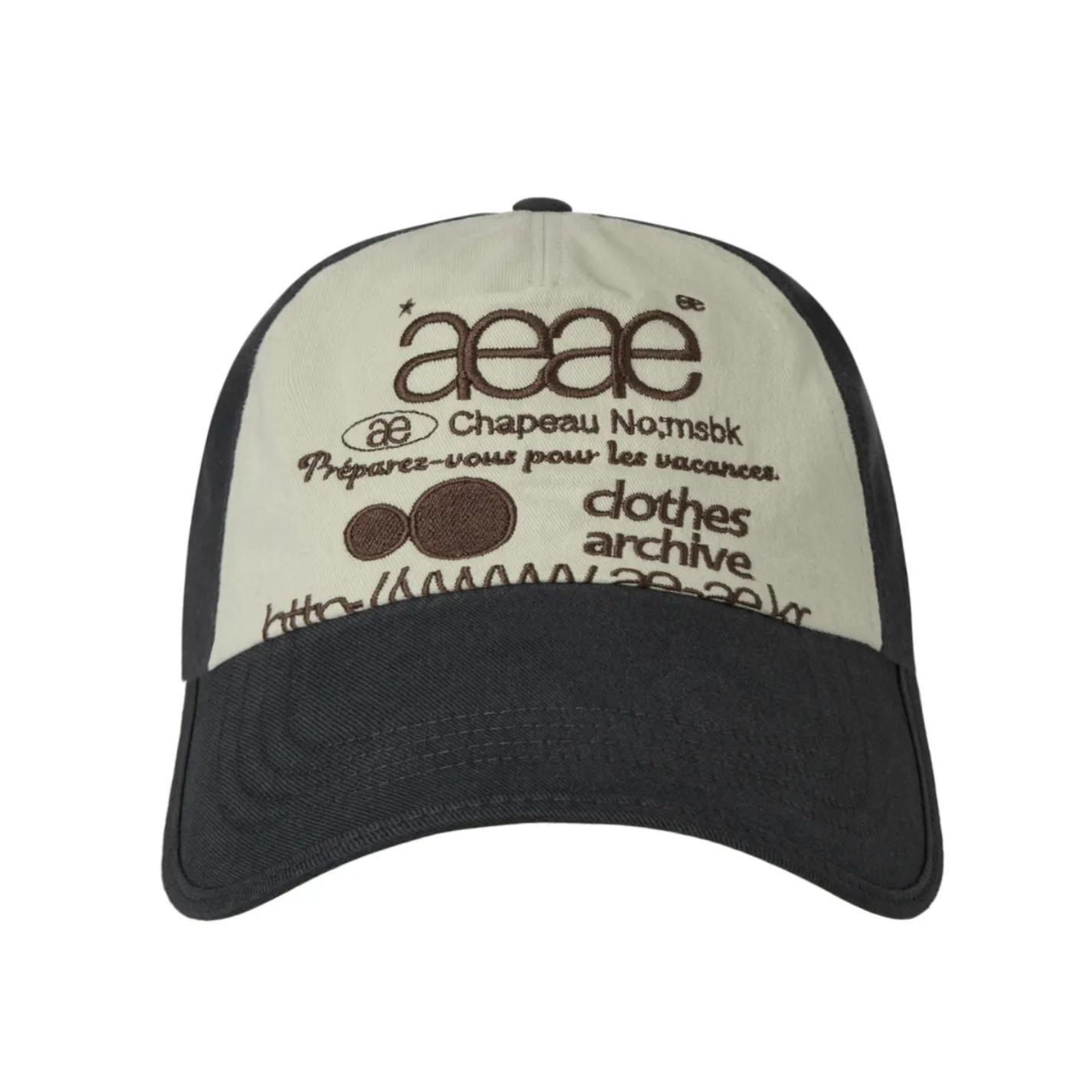 [aeae] WEB LOGO 5 PANNEL BALL CAP [NAVY/IVORY]