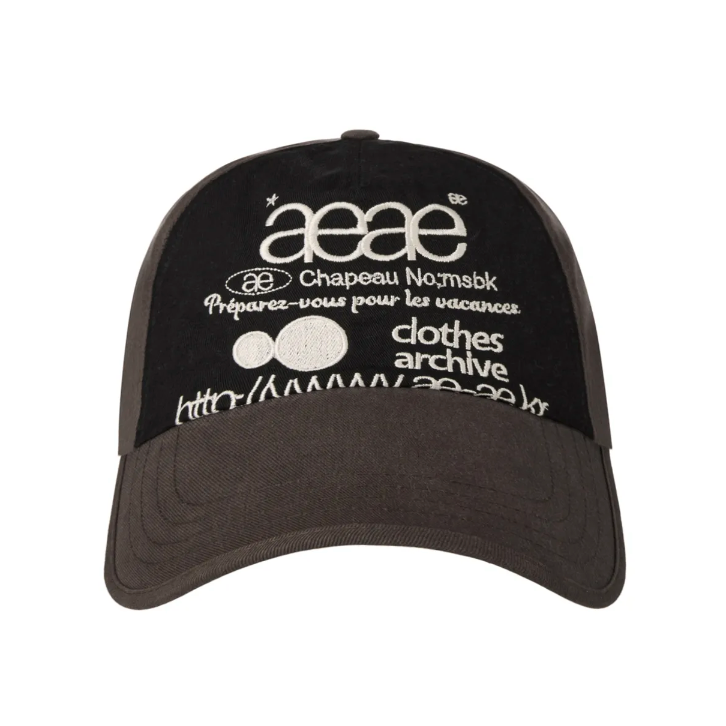 [aeae] WEB LOGO 5 PANNEL BALL CAP [DARK BROWN/BLACK]