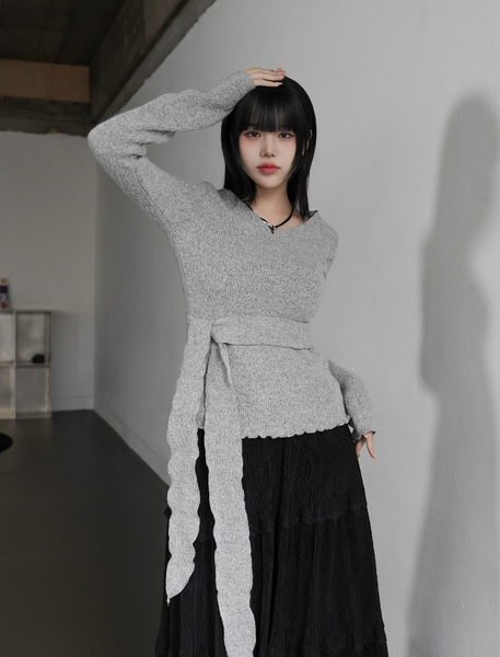 [BINARY01] Line Wave Knitwear Muffler Set