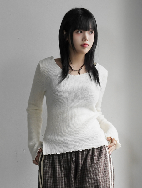 [BINARY01] Line Wave Knitwear Muffler Set