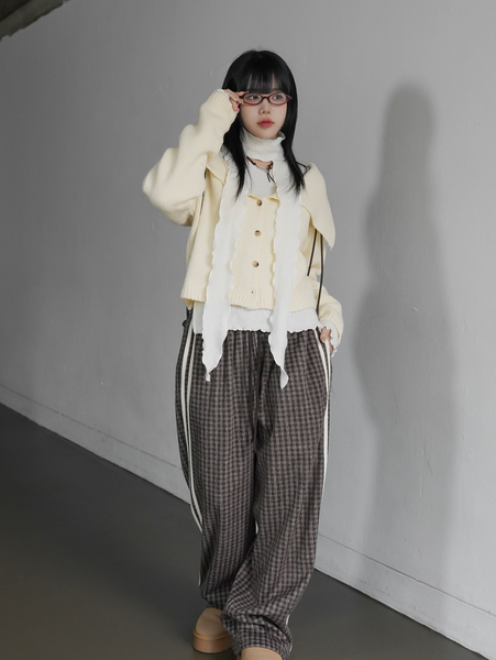 [BINARY01] Line Wave Knitwear Muffler Set