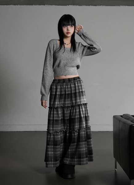 [BINARY01] Hayden Checkered Long Skirt