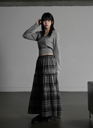 BINARY01] Hayden Checkered Long Skirt – Ohue