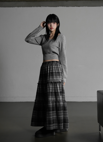 [BINARY01] Hayden Checkered Long Skirt