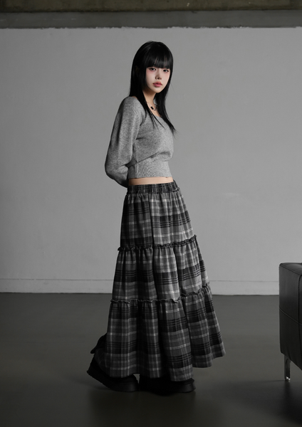 [BINARY01] Hayden Checkered Long Skirt