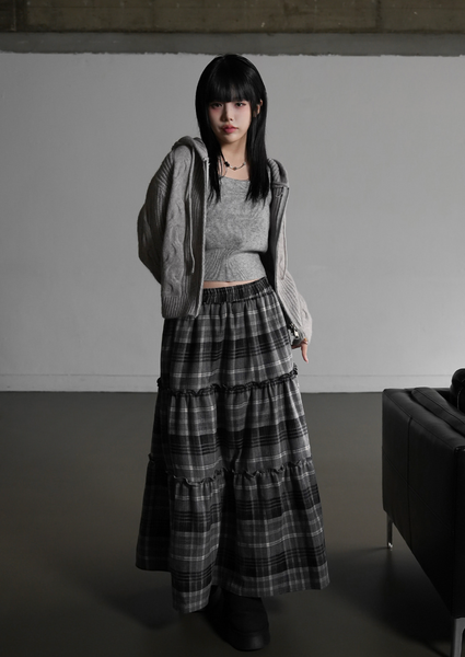 [BINARY01] Hayden Checkered Long Skirt