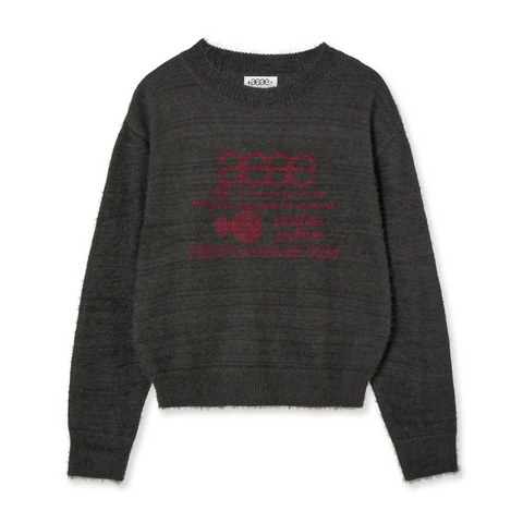 [aeae] WEB LOGO CROP HAIRY KNIT [CHARCOAL]