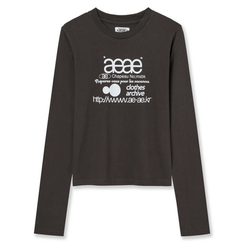 [aeae] WEB LOGO CROP L/S [CHARCOAL]