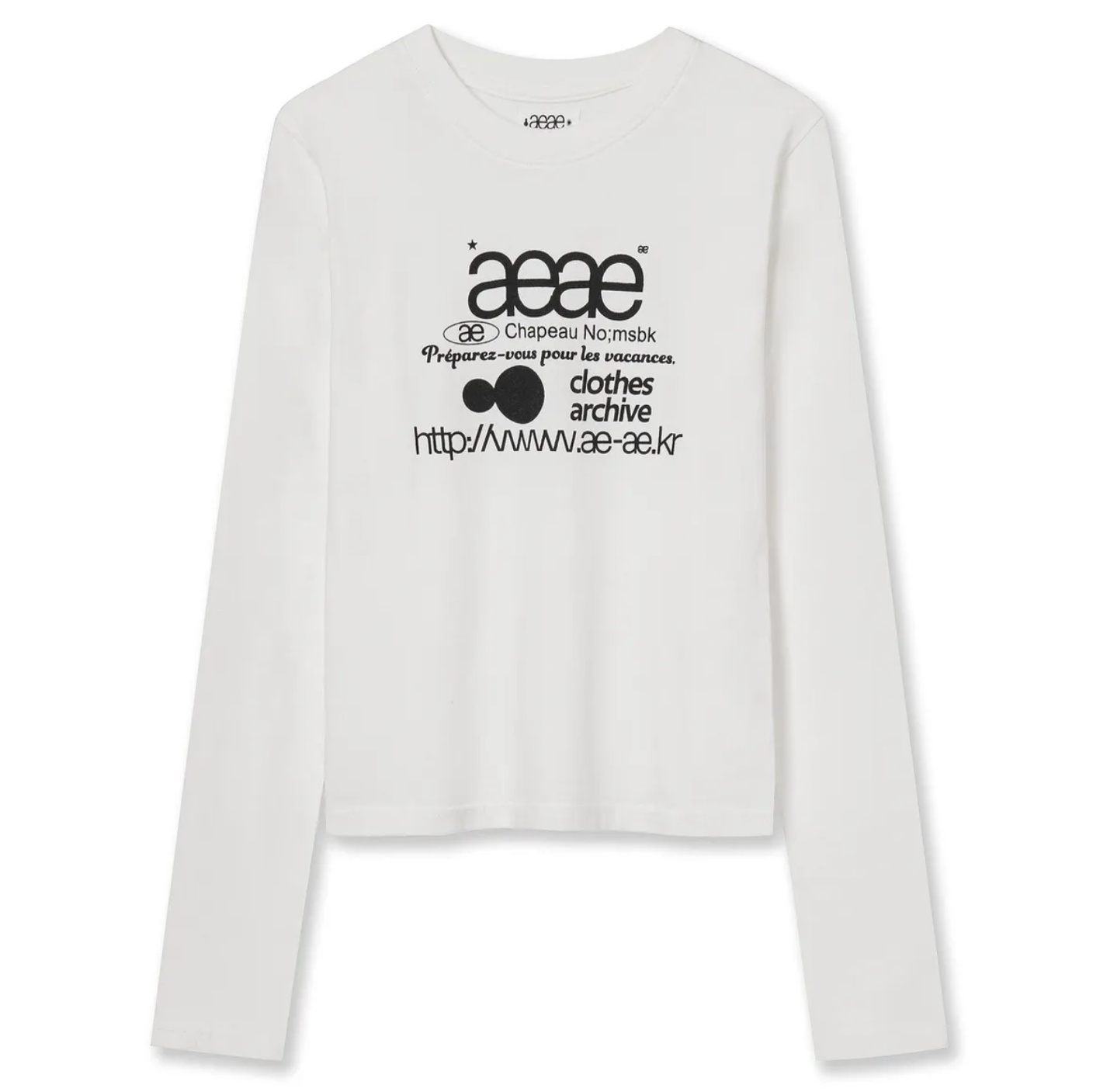 [aeae] WEB LOGO CROP L/S [WHITE]