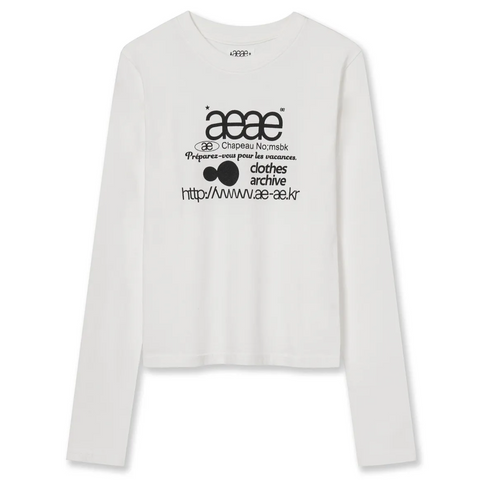 [aeae] WEB LOGO CROP L/S [WHITE]