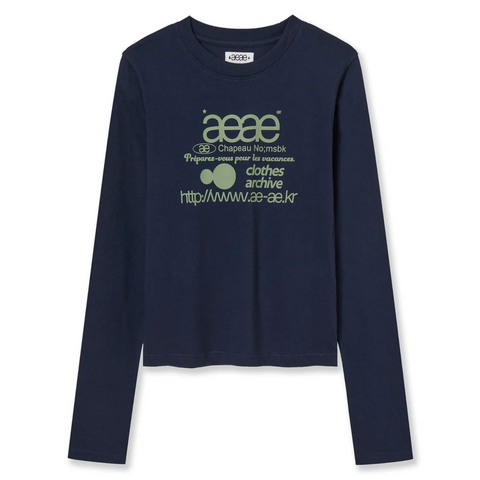 [aeae] WEB LOGO CROP L/S [NAVY]