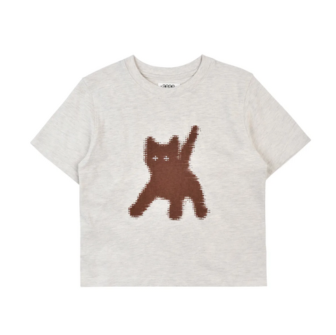 [aeae] FLASHED CATS EYE CROP T-SHIRTS [OATMEAL]