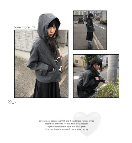 [anyonemore] Duffel Tteokbokki Hoodie Short Coat