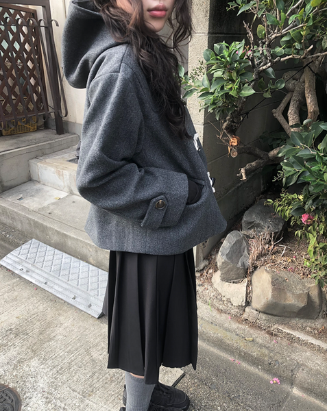 [anyonemore] Duffel Tteokbokki Hoodie Short Coat