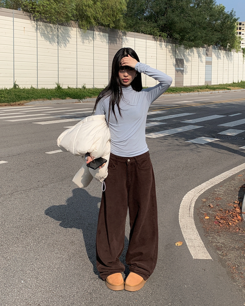 [anyonemore] Camping Wide Winter Napping Cotton Pants