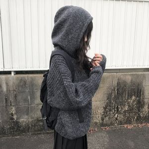 [anyonemore] Twisted Hood Knit Zip-Up