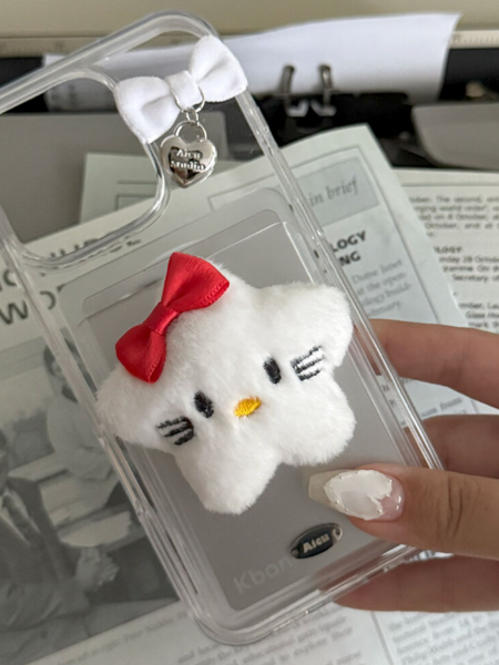 [Aicu Studio] Whity Ribbon Phone Case + Star Kitty Card Slot Set