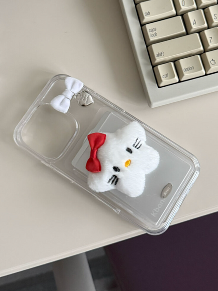 [Aicu Studio] Whity Ribbon Phone Case + Star Kitty Card Slot Set