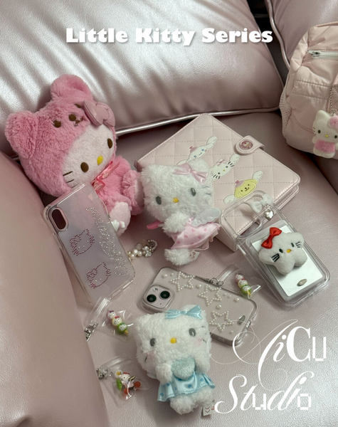 [Aicu Studio] Whity Ribbon Phone Case + Star Kitty Card Slot Set