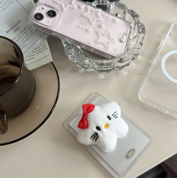 [Aicu Studio] Whity Ribbon Phone Case + Star Kitty Card Slot Set