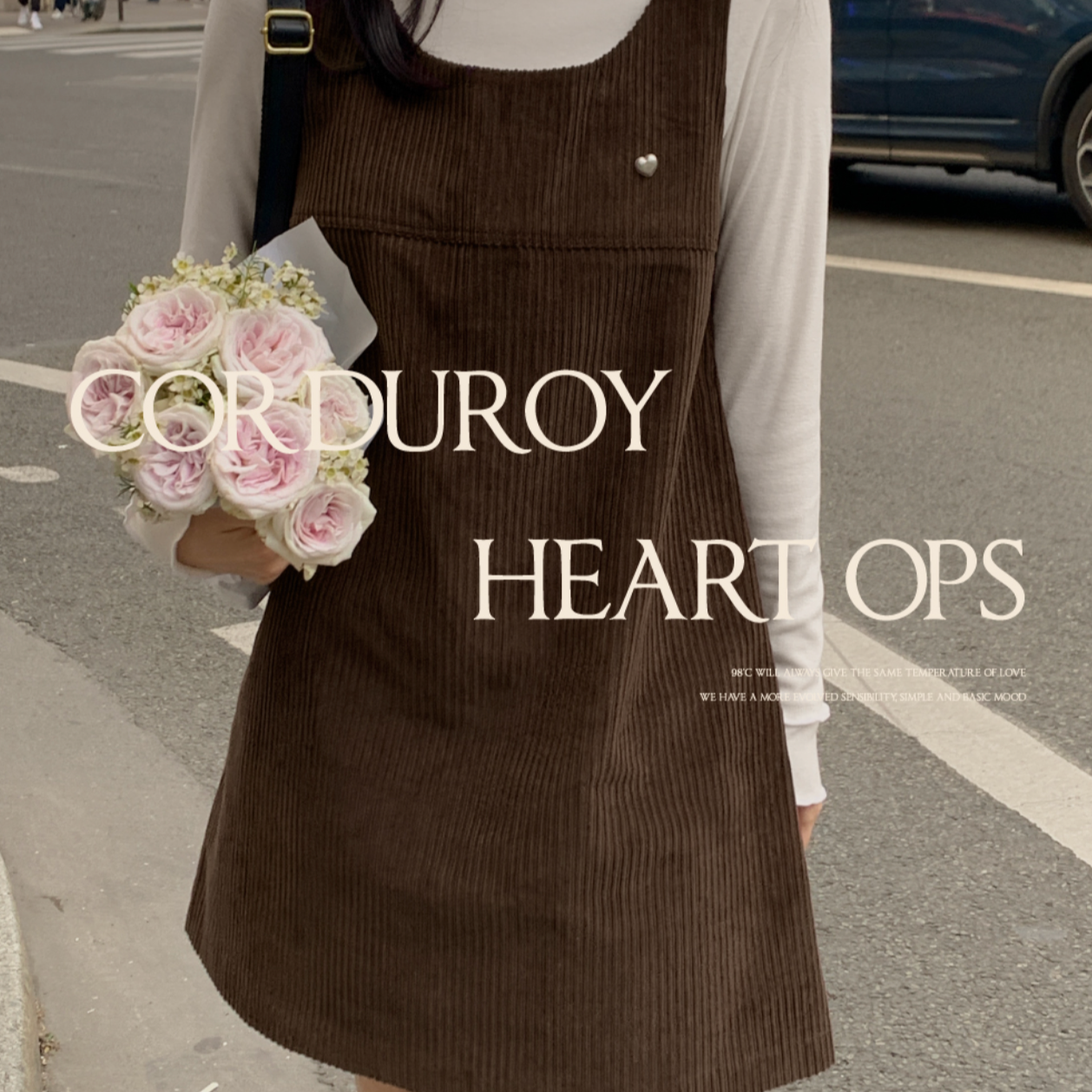 [98°C] Bern Heart Corduroy Dress