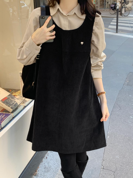 [98°C] Bern Heart Corduroy Dress