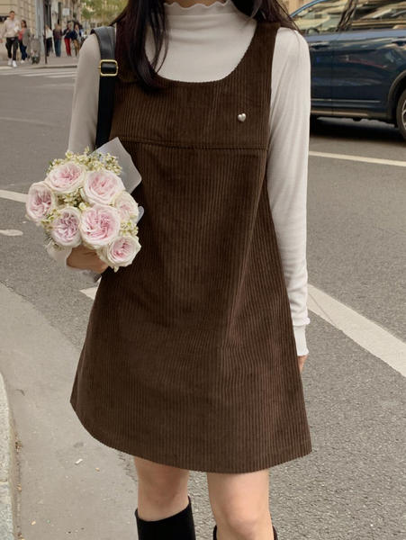 [98°C] Bern Heart Corduroy Dress