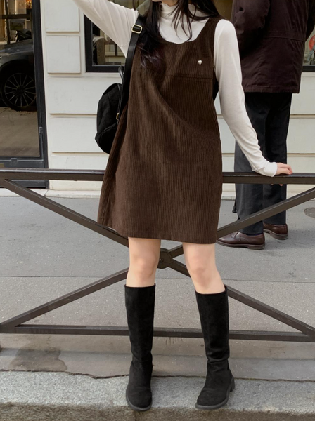 [98°C] Bern Heart Corduroy Dress