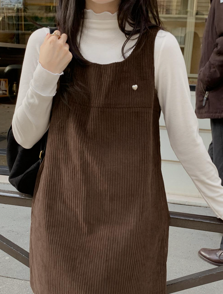 [98°C] Bern Heart Corduroy Dress