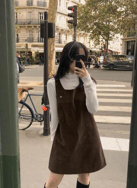 [98°C] Bern Heart Corduroy Dress