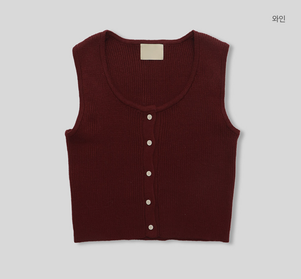 [98°C] Cotton Button Knit Vest